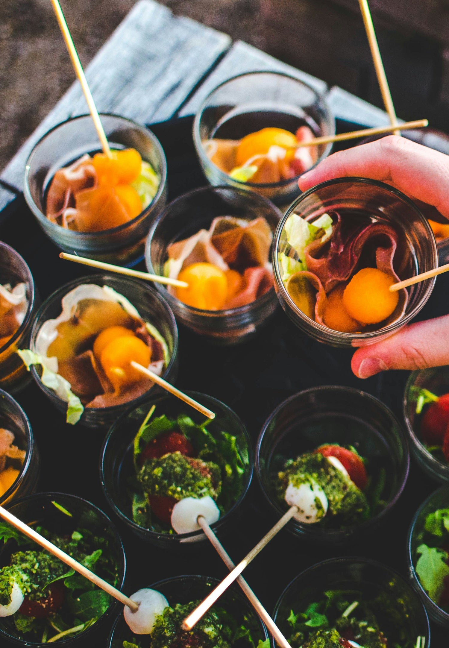 Designer placeholder: premium catering photography for The Elegant Small Bite Experience with artful, health-conscious styling.